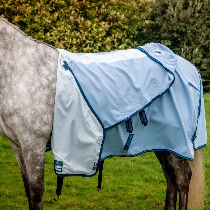 Amigo Ripstop Hoody Combo Neck Fly Sheet - Azure Blue/Navy/Electric-3