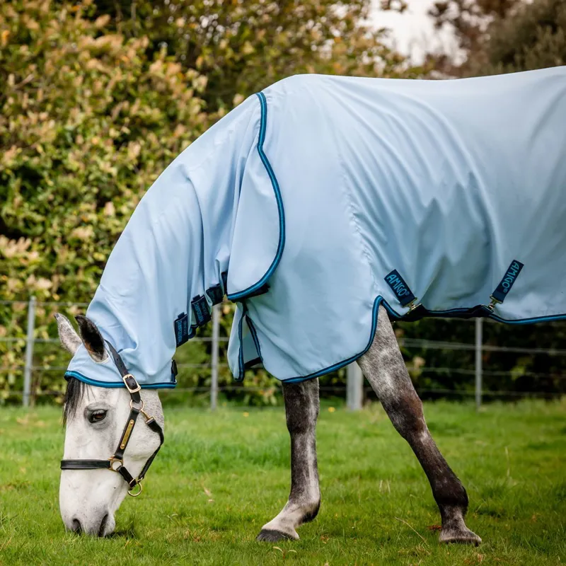 Amigo Ripstop Hoody Combo Neck Fly Sheet - Azure Blue/Navy/Electric-5