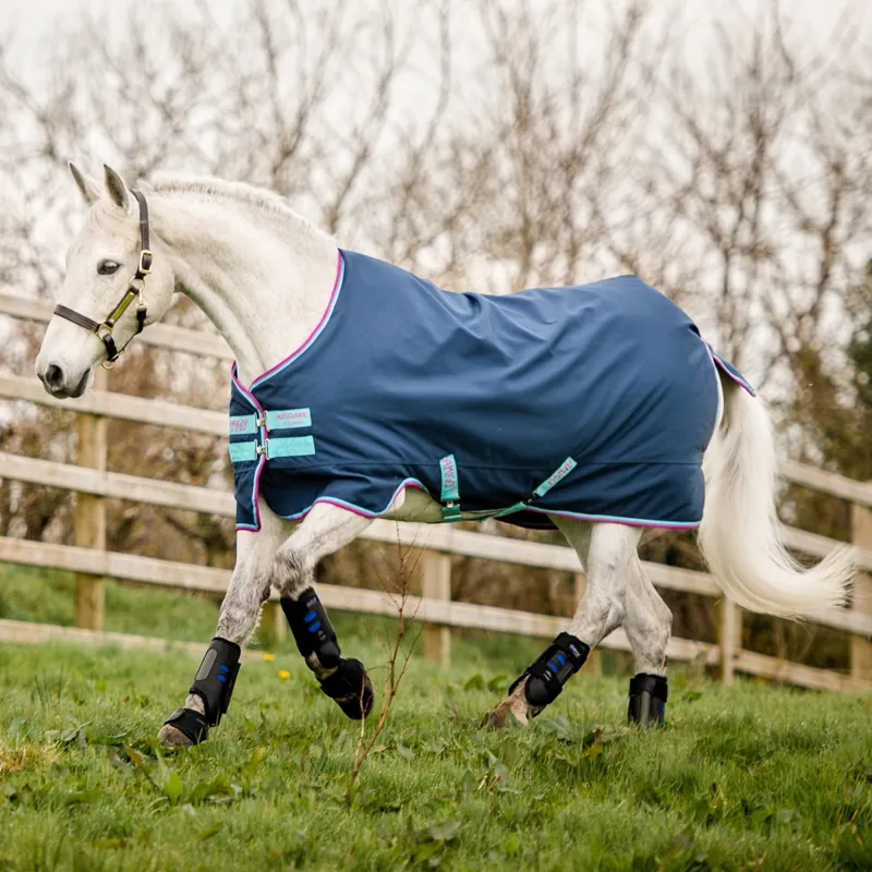 Amigo Pony Hero 900D 0g Turnout Sheet - Dark Blue/Capri/Raspberry