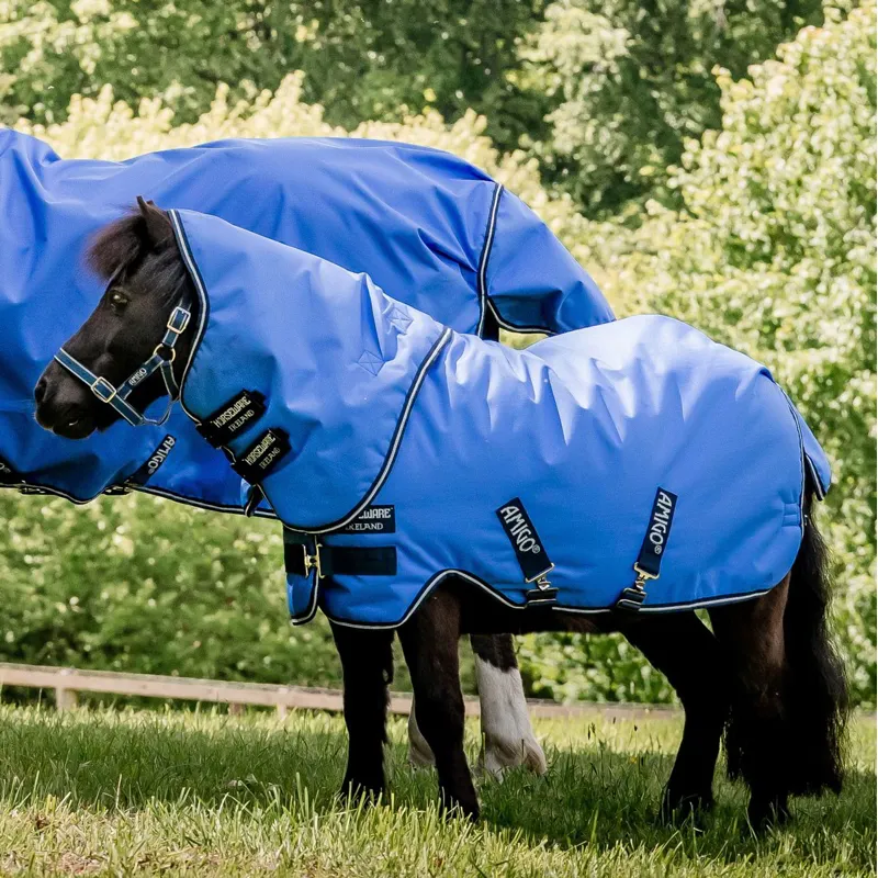 Amigo Petite Hero 6 Ripstop Plus 0g Turnout Blanket - Blue/Navy/Grey-1