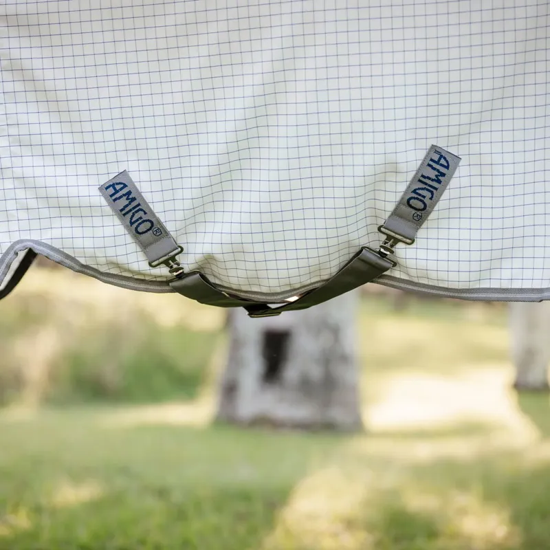 Amigo Summer Sheet Plus Fly Turnout Blanket - Navy Check/Titanium/Silver-4