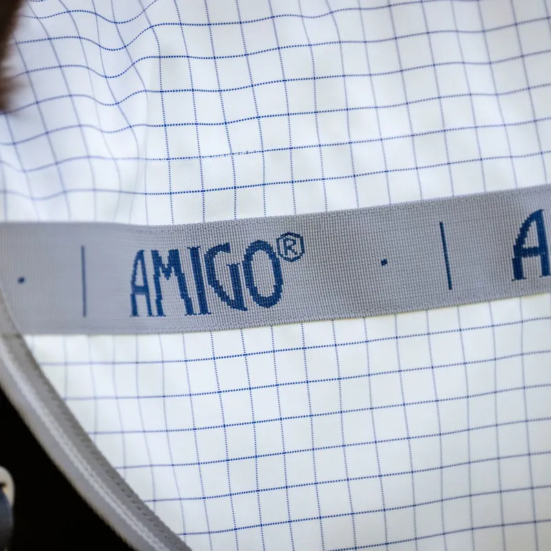 Amigo Summer Sheet Plus Fly Turnout Blanket - Navy Check/Titanium/Silver-7