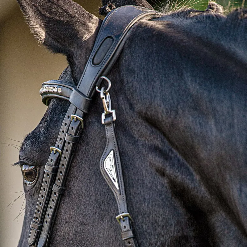 Equiline HPL412 Anatomical Light Two-Tie Crownpiece - Black-1