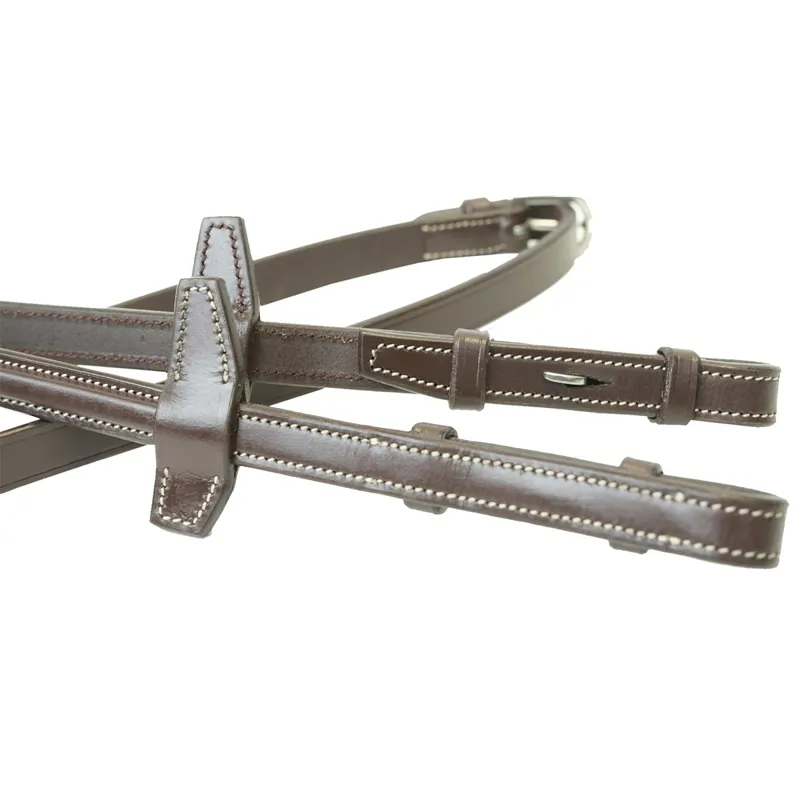 Antares Signature Rubber Reins with Loops - Brown-1