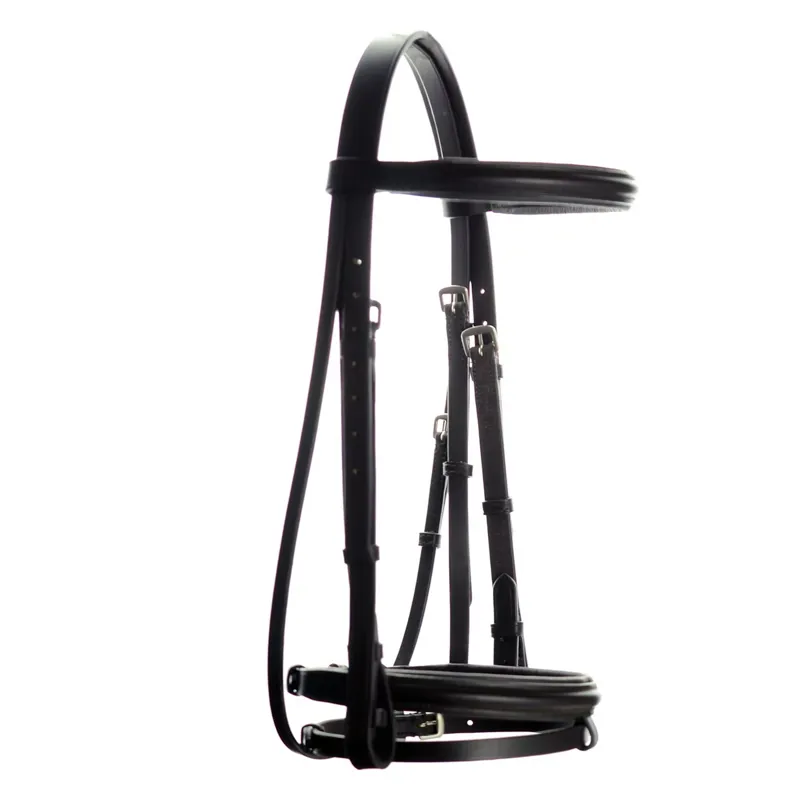 Dever Ascot Padded Flash Bridle - Black-1