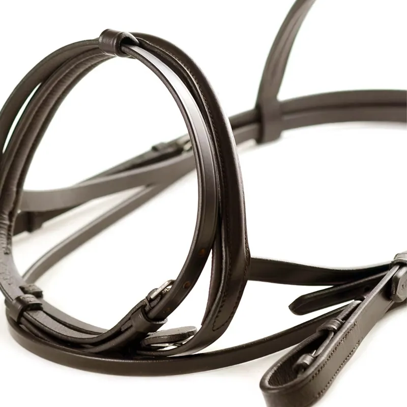 Dever Ascot Padded Flash Bridle - Brown-2
