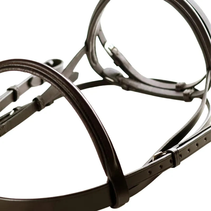 Dever Ascot Padded Flash Bridle - Brown-4