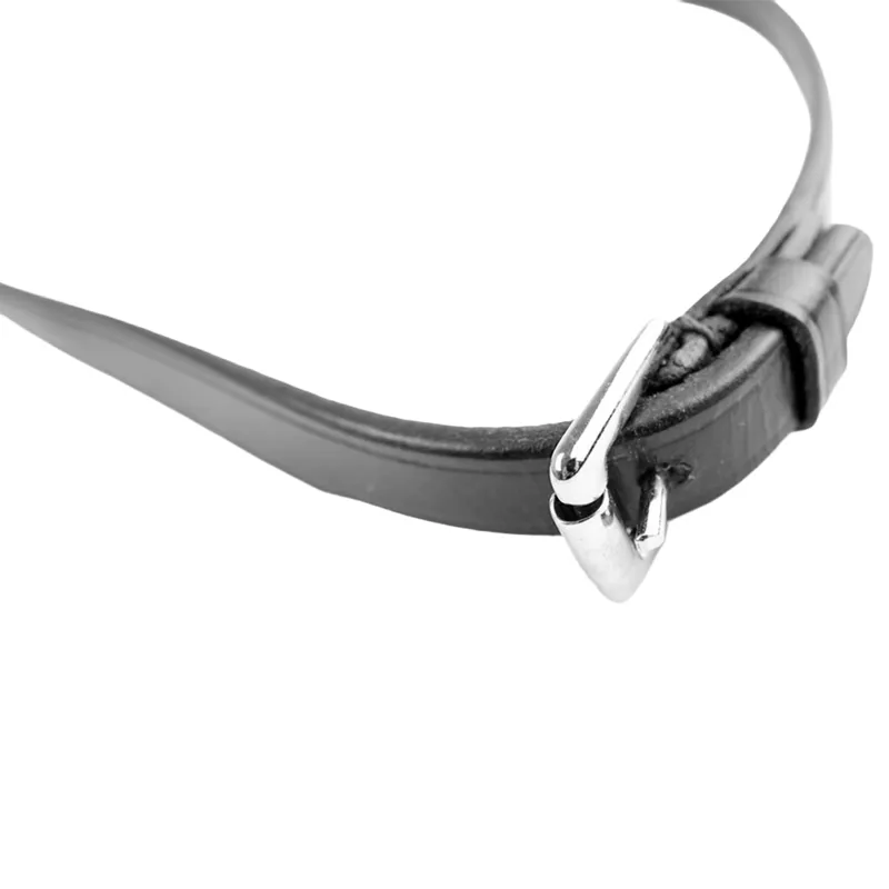 Dever Ascot Polo Buckle End Plain Reins- Black-1