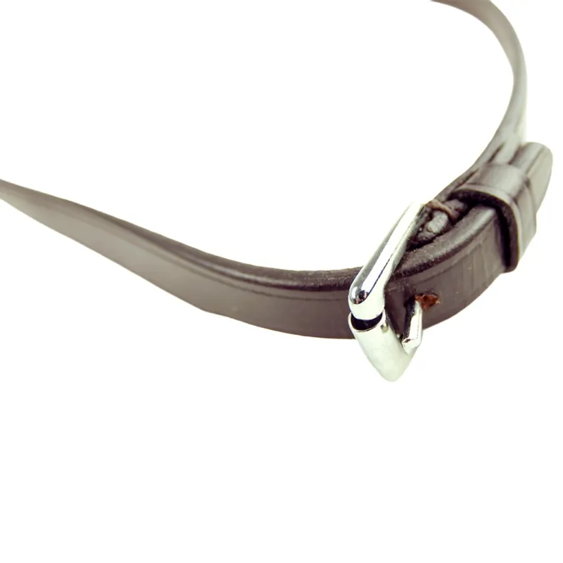 Dever Ascot Polo Buckle End Plain Reins-Brown-1