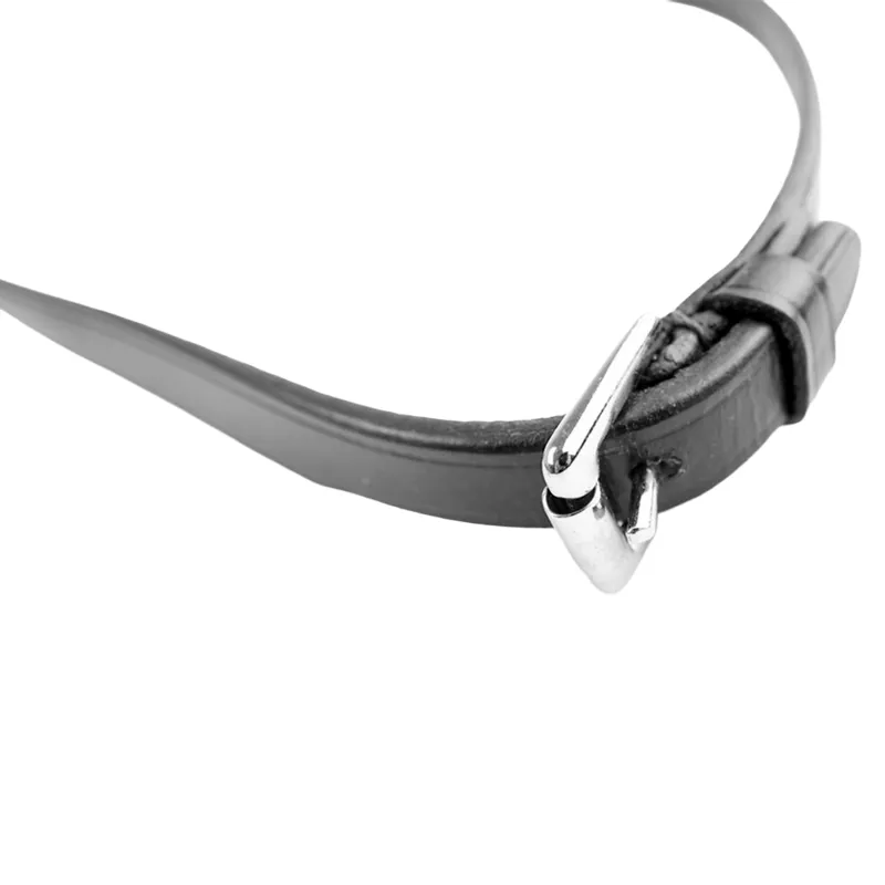 Dever Ascot Polo Buckle End Plain Reins - Black-1