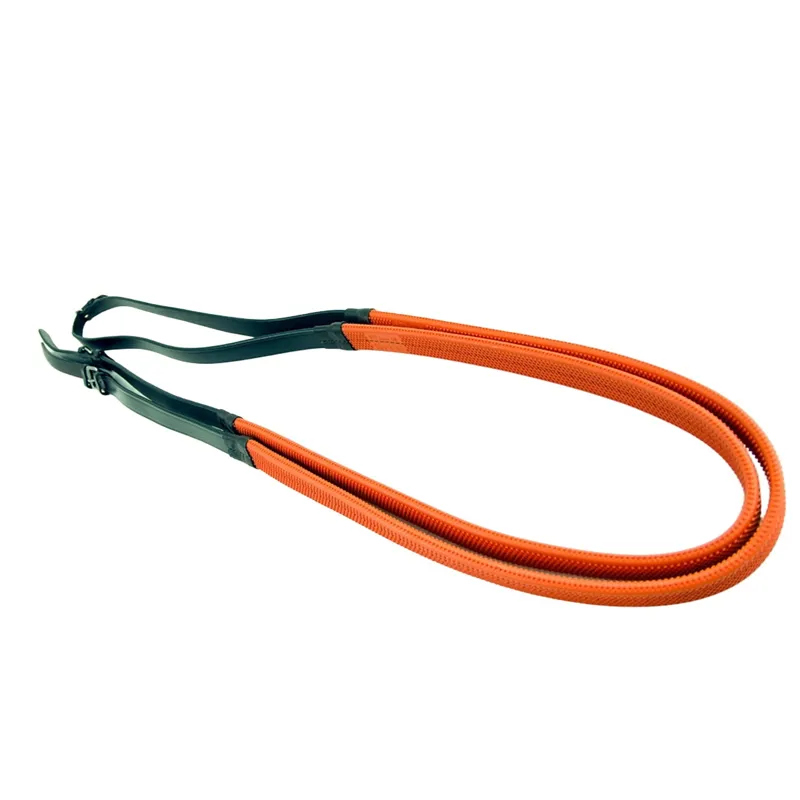 Dever Ascot Flat Rubber Race Reins - Orange