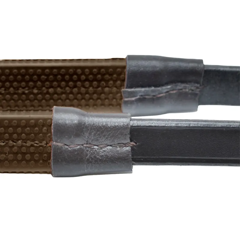 Dever Ascot Pony Race Rubber Reins - Brown/Orange-3