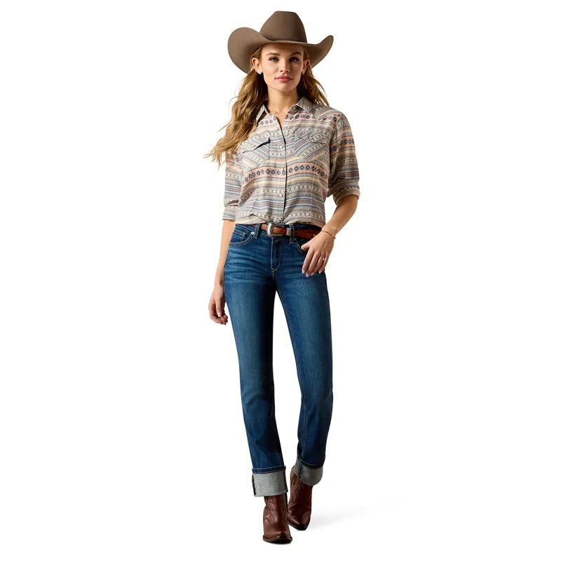Ariat Arizona Women's Western Snap Shirt - Ombre Blue Southwest-3