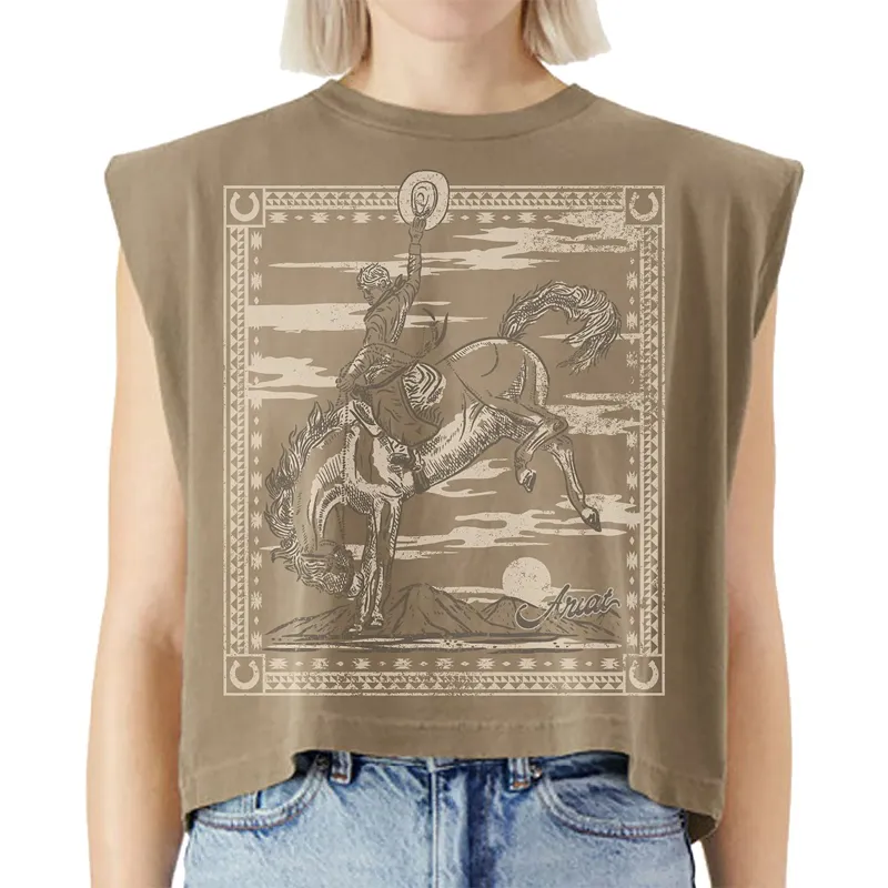 Ariat Women's Sleeveless Bandana Rider Tee - Faded Brown-3