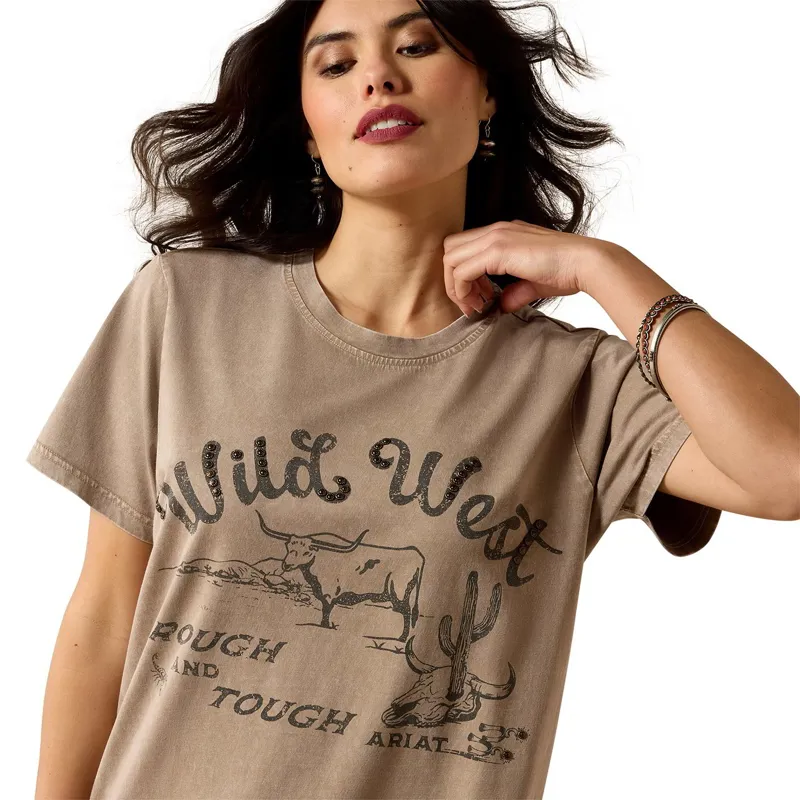 Ariat Bandito Women's T-Shirt Dress - Taupe Mineral Wash-3