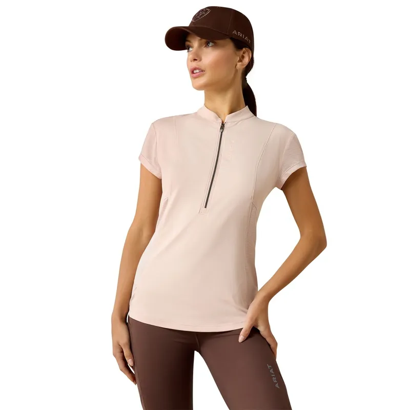 Ariat Breathe 1/4 Zip Womens Short Sleeve Base Layer - Sepia Rose