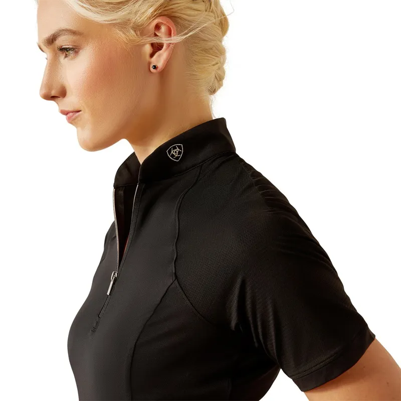 Ariat Soquel Womens Short Sleeve 1/4 Zip Base Layer - Black-2