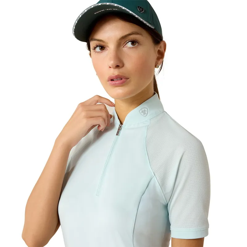 Ariat Soquel Womens Short Sleeve 1/4 Zip Base Layer - Starlight Blue-2