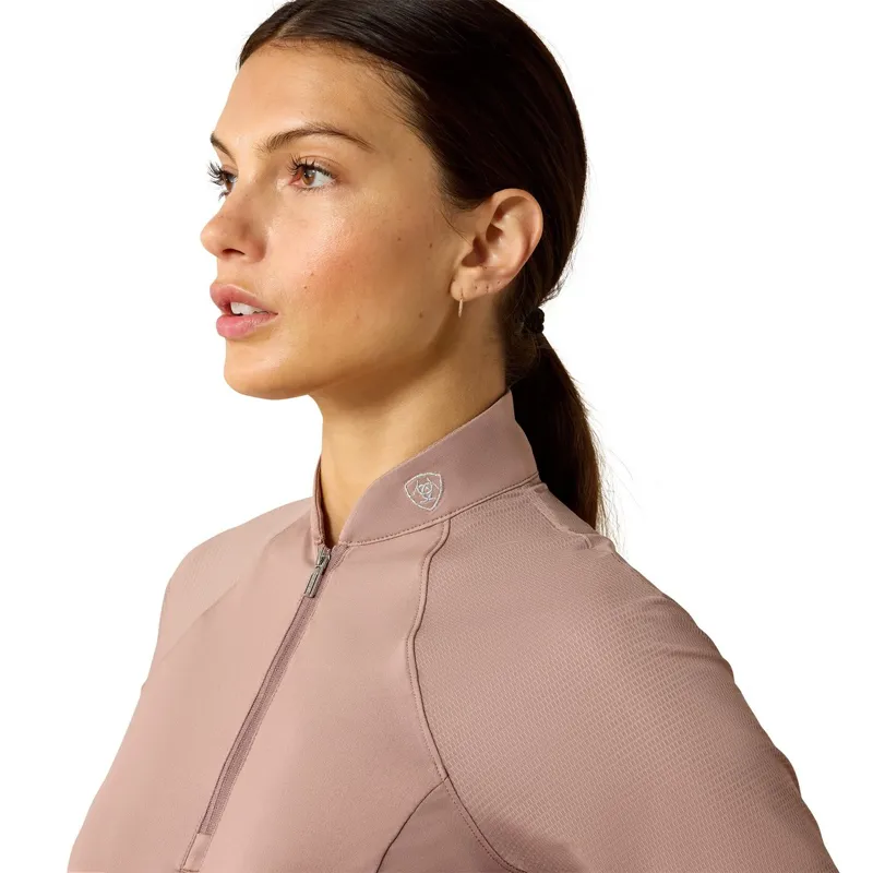 Ariat Soquel Womens Short Sleeve 1/4 Zip Base Layer - Antler-4