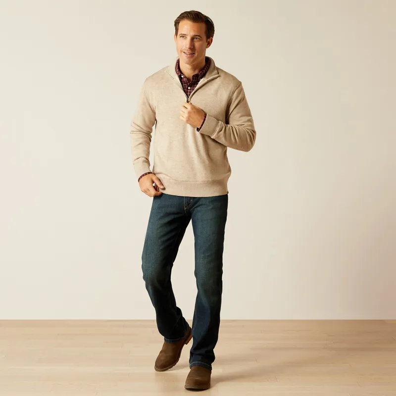Ariat Country Bolinas 1/2 Zip Men's Sweater - Oatmeal-4