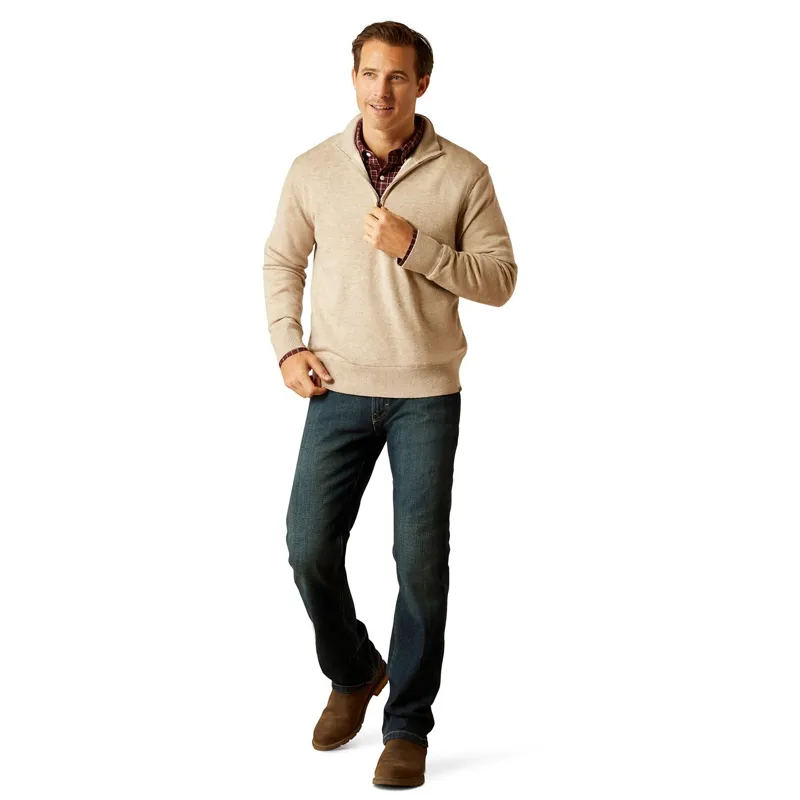 Ariat Country Bolinas 1/2 Zip Men's Sweater - Oatmeal-2