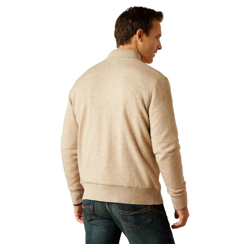 Ariat Country Bolinas 1/2 Zip Men's Sweater - Oatmeal-1