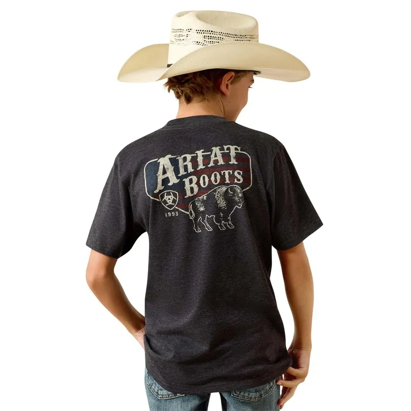 Ariat Junior Boys Western Tee - American Bison/Black
