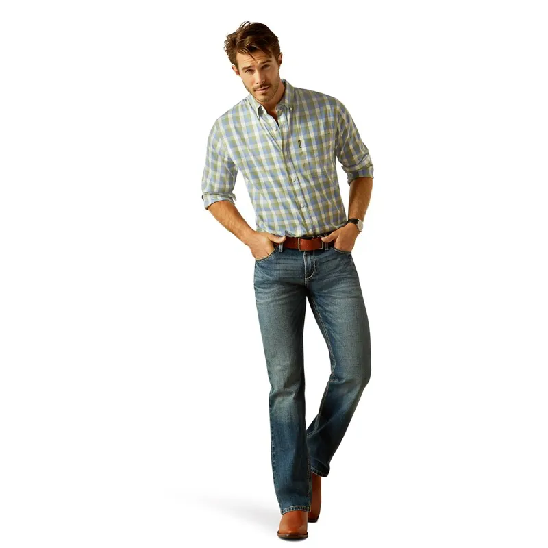 Ariat Country Napa Men's Long Sleeve Shirt - Oil Green Check-4