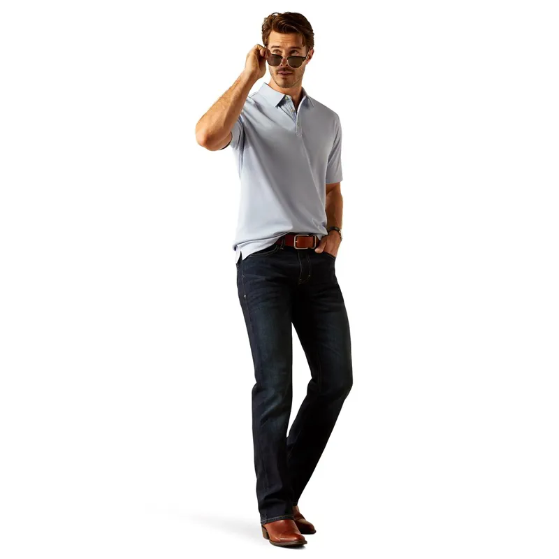 Ariat Country Shaldon Mens Polo Shirt - Chambray Blue Heather-3