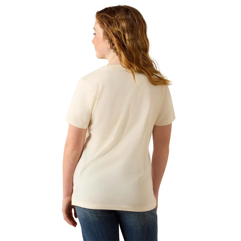 Ariat Youth Girls Western Tee - Cowgirl Vibes/French Vanilla-1