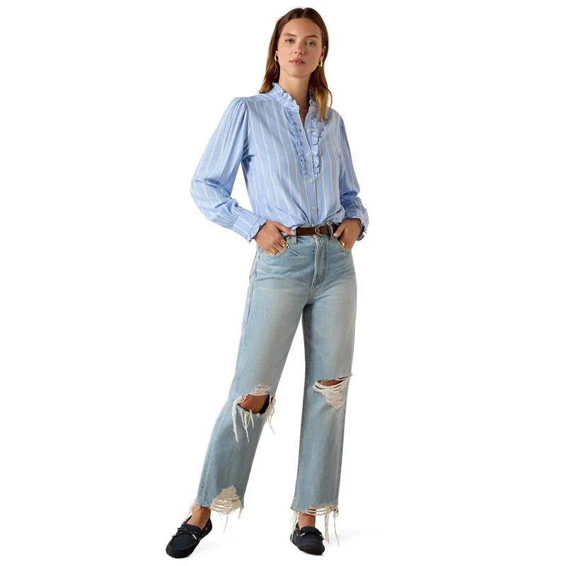 Ariat Country Cricklade Women's Blouse - Pacific Blue/Stripe-3