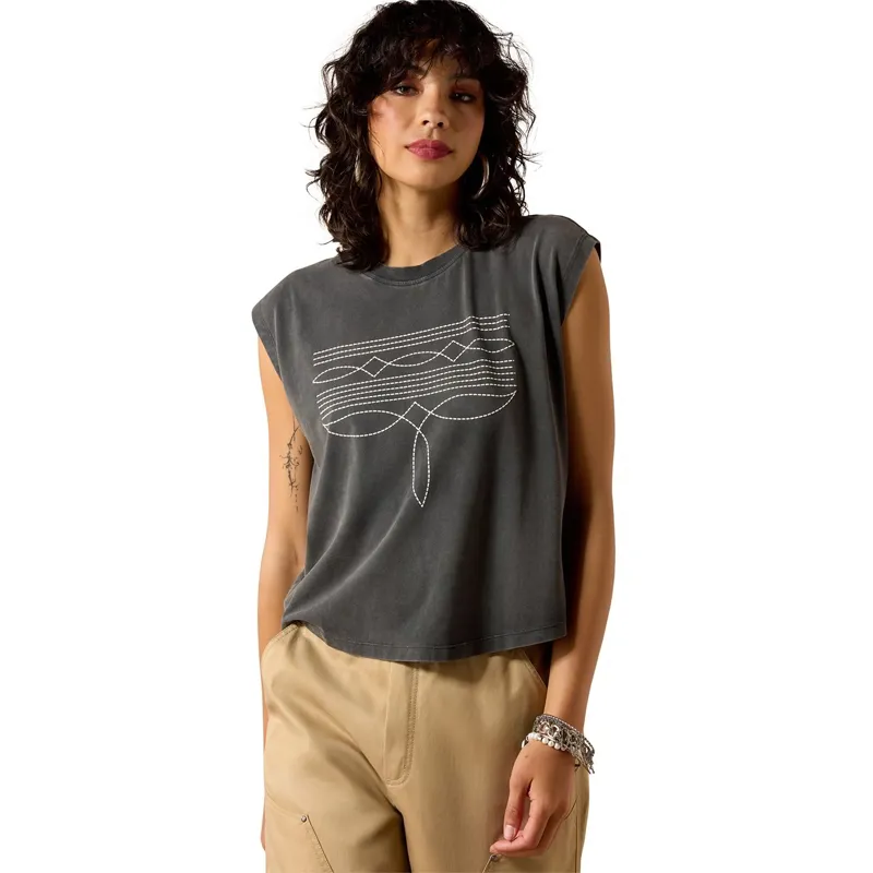 Ariat Dallas Women's Cropped T-Shirt - Charcoal Mineral Wash
