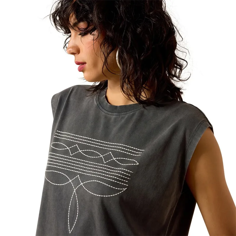 Ariat Dallas Women's Cropped T-Shirt - Charcoal Mineral Wash-2