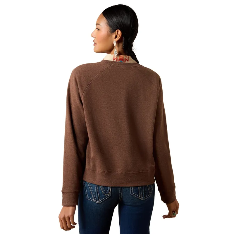 Ariat Essential Women's Crew Neck Sweatshirt - Chicory Coffee Heather-1