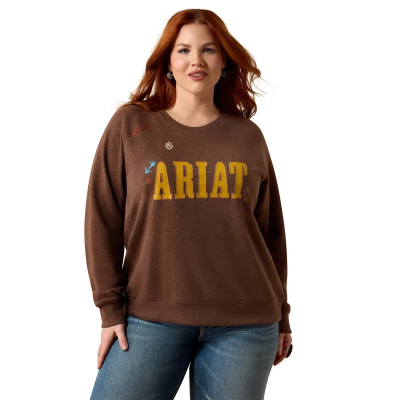 Ariat Essential Women's Crew Neck Sweatshirt - Chicory Coffee Heather-2