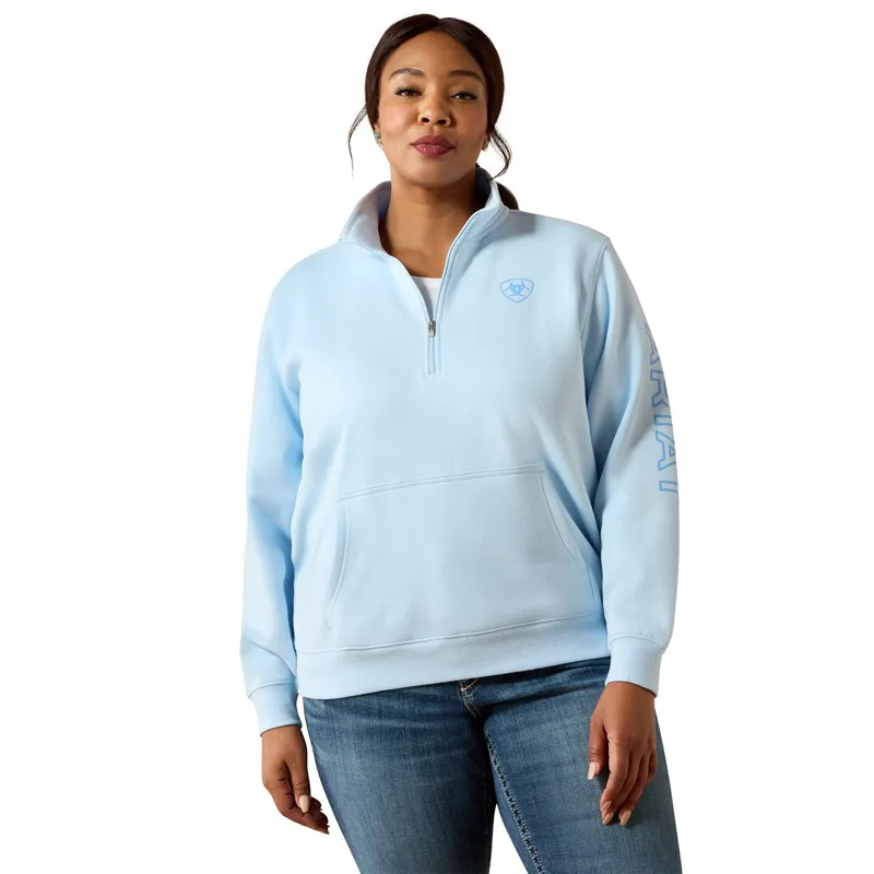 Ariat Logo 1/2 Zip Women's Sweatshirt - Nantucket Breeze-4