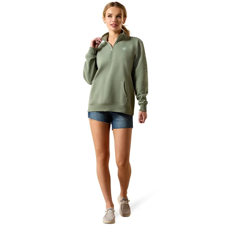 Ariat Logo 1/2 Zip Womens Sweatshirt - Sea Spray-3