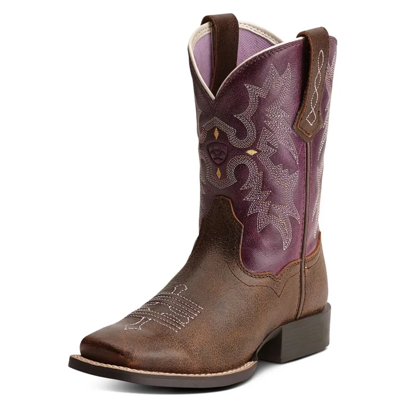 Ariat Tombstone Junior Western Boots - Vintage Bomber/Plum