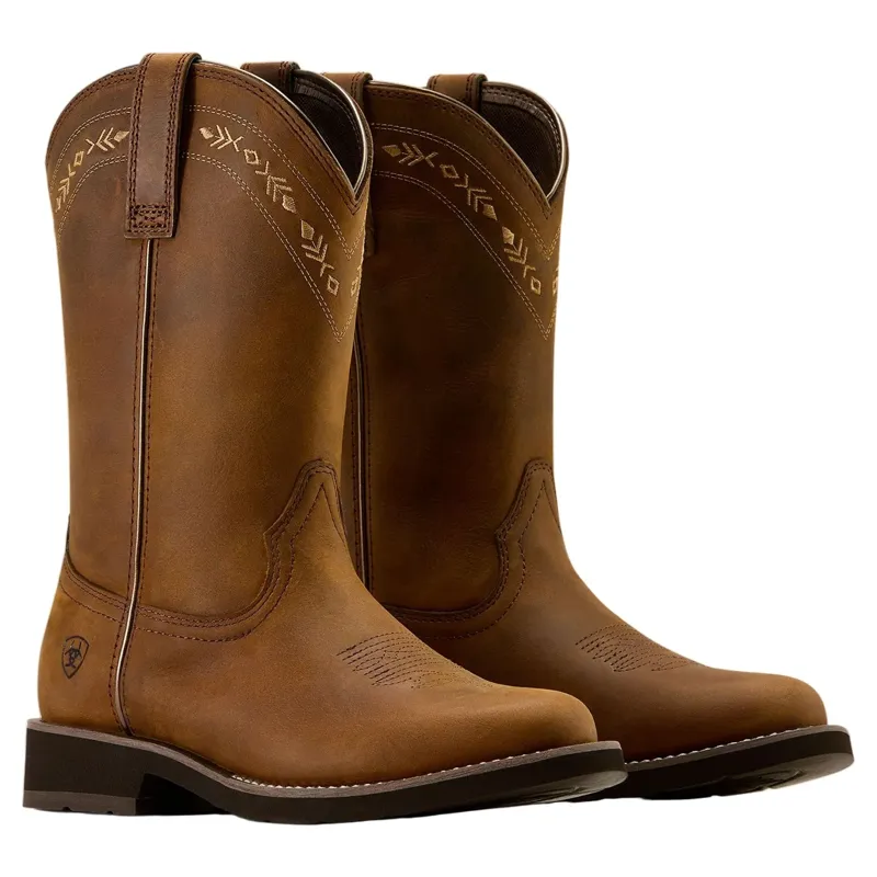Ariat Kearney Round Toe Womens Western Boots - Distressed Brown-1