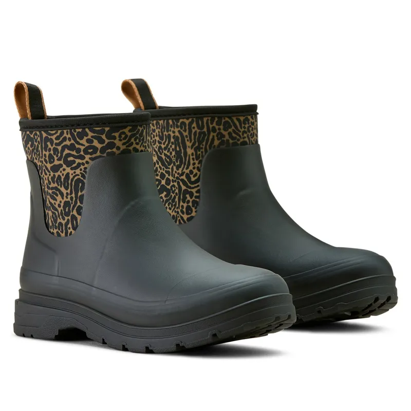 Ariat Kelmarsh Shortie Womens Short Boots - Black/Ocelot Print-3