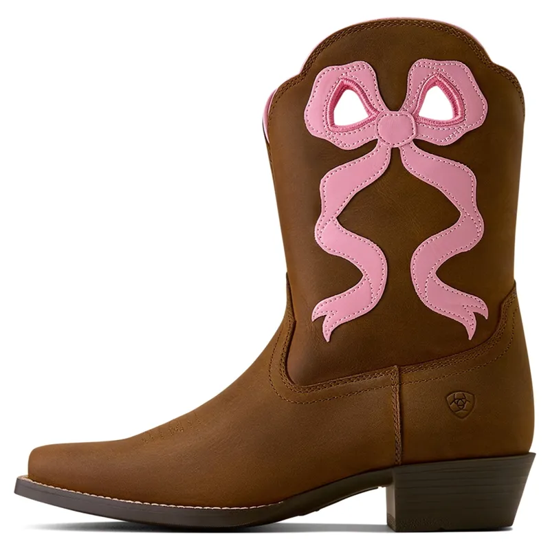 Ariat Lil Beaux Junior Girls D Toe Western Boots - Distressed Brown-5
