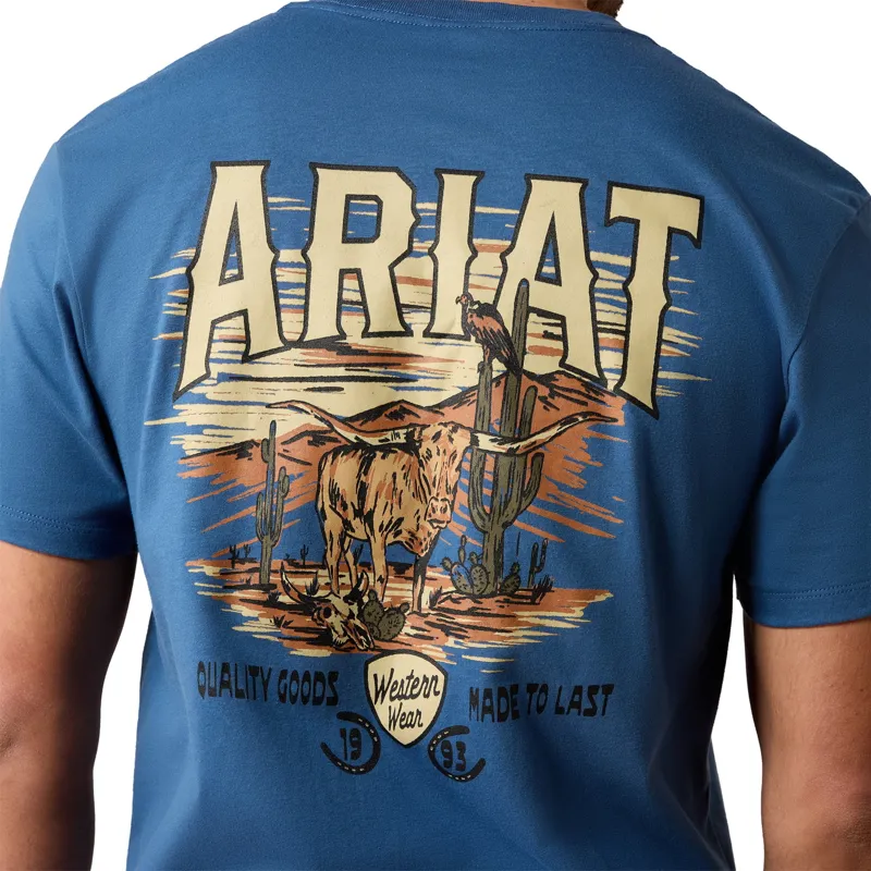 Ariat Lone Longhorn Mens Tee - Grisaille-2