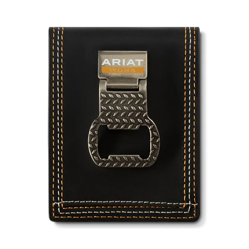 Ariat Work Canvas Bottle Opener Bifold Wallet - Black