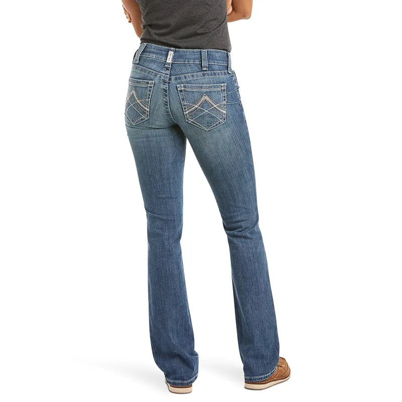 Ariat R.E.A.L Mid Rise Icon Stackable Women's Straight Jeans - Rainstorm-1
