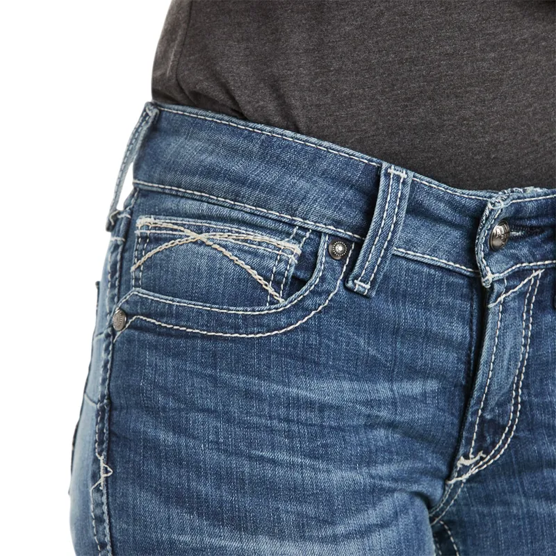Ariat R.E.A.L Mid Rise Icon Stackable Women's Straight Jeans - Rainstorm-2