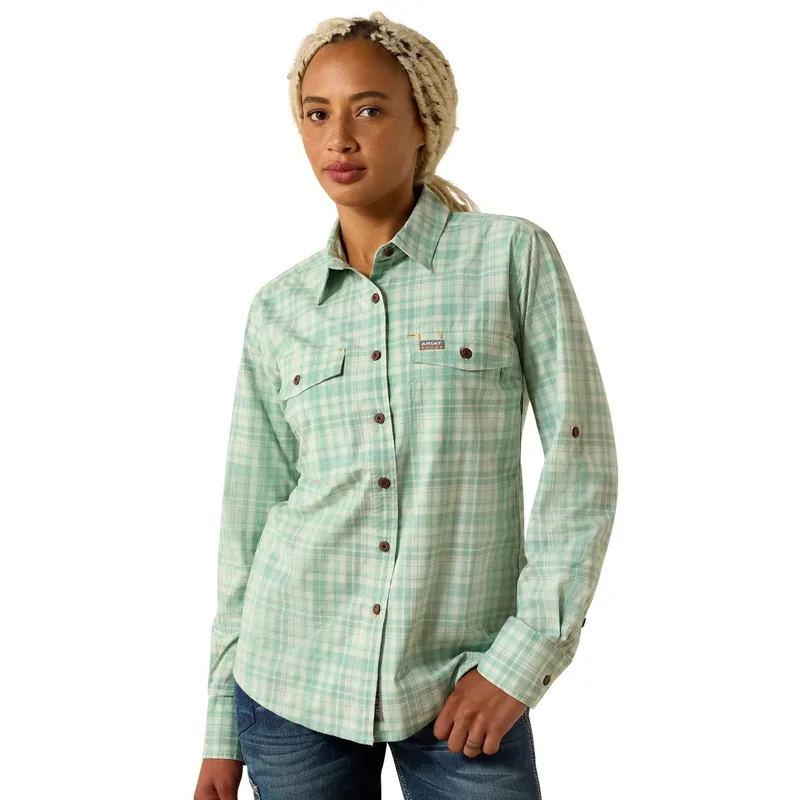 Ariat Rebar Made Tough DuraStretch Women's Work Shirt - Clearly Aqua