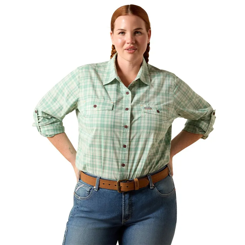Ariat Rebar Made Tough DuraStretch Women's Work Shirt - Clearly Aqua-2