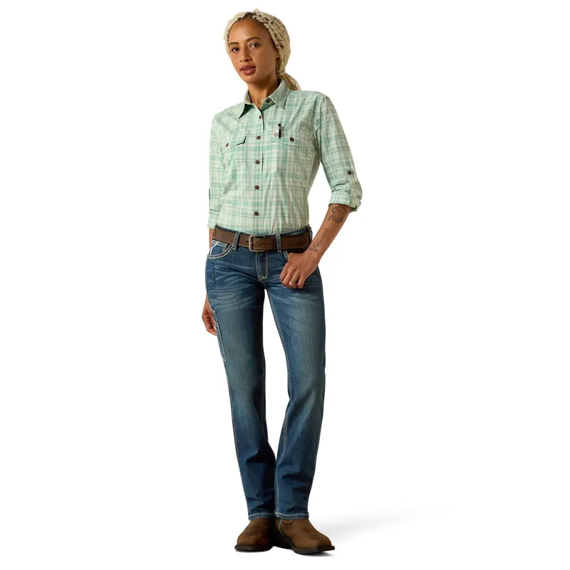 Ariat Rebar Made Tough DuraStretch Women's Work Shirt - Clearly Aqua-3