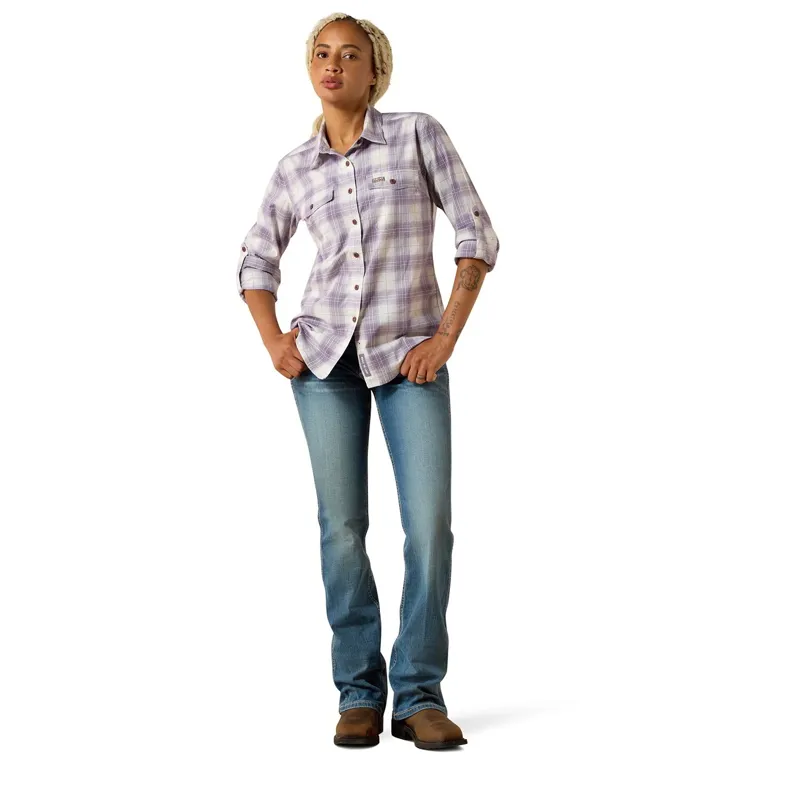 Ariat Rebar Made Tough DuraStretch Womens Work Shirt - Thistle-4