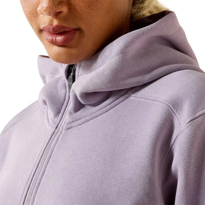 Ariat Rebar Lightweight Logo Women's Half Zip Hoodie - Purple Ash-3